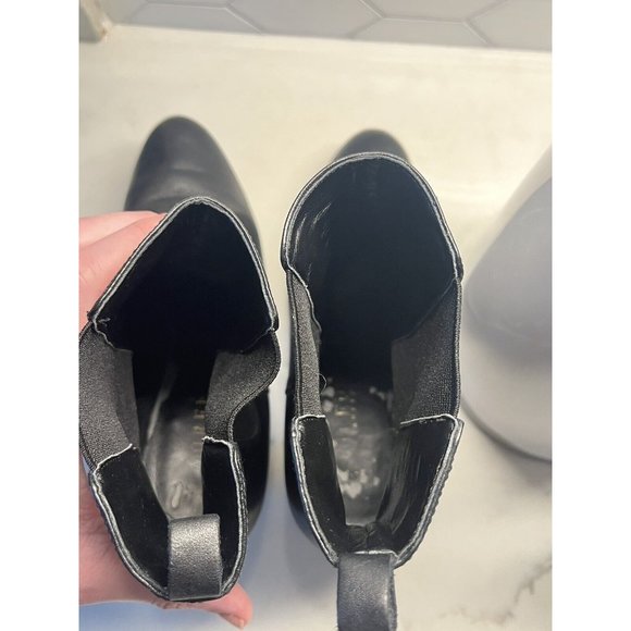 Women's Classic Ralph Lauren Leather Pull On Black High Heel Booties Size 7.5 - Picture 7 of 7